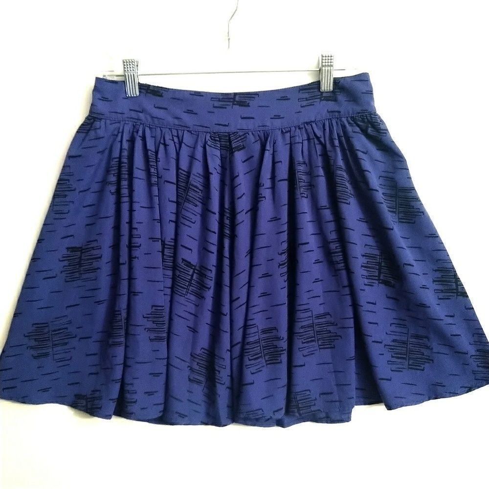 ‎Fossil Purple & Black Midi Skirt w/ Pockets - M